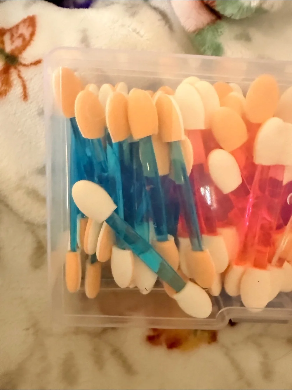 100 Eye Shadow 2-sided Makeup Sponge-Tip Applicator Set Peach,  Blue, Pink